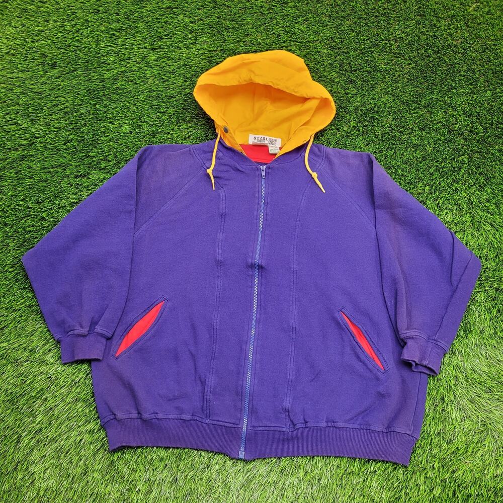 Vintage 90s IZOD Zip Hoodie Womens L/XL 27x26 Baggy Purple